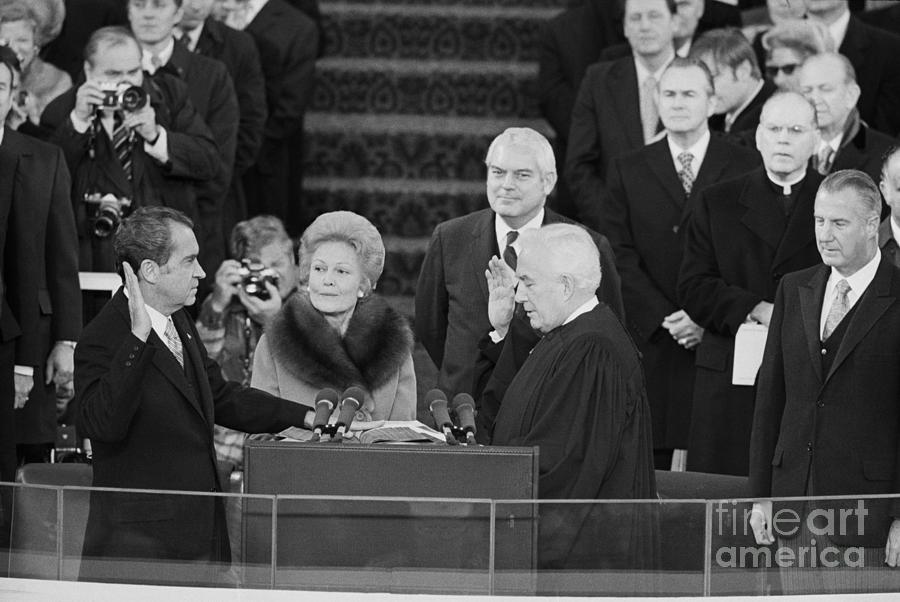 President Nixon Takes Second Oath Photograph by Bettmann