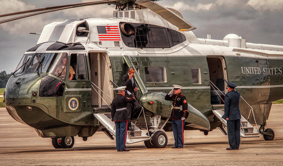 President Obama Stepping Off Marine One Photograph by Mountain Dreams
