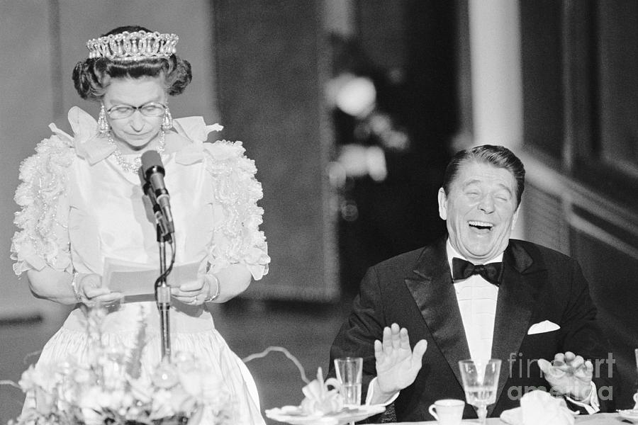 President Reagan Laughing At Queens Photograph by Bettmann President Reagan Laughing At Queens Photograph by Bettmann