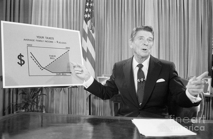 President Reagan With Tax Chart by Bettmann