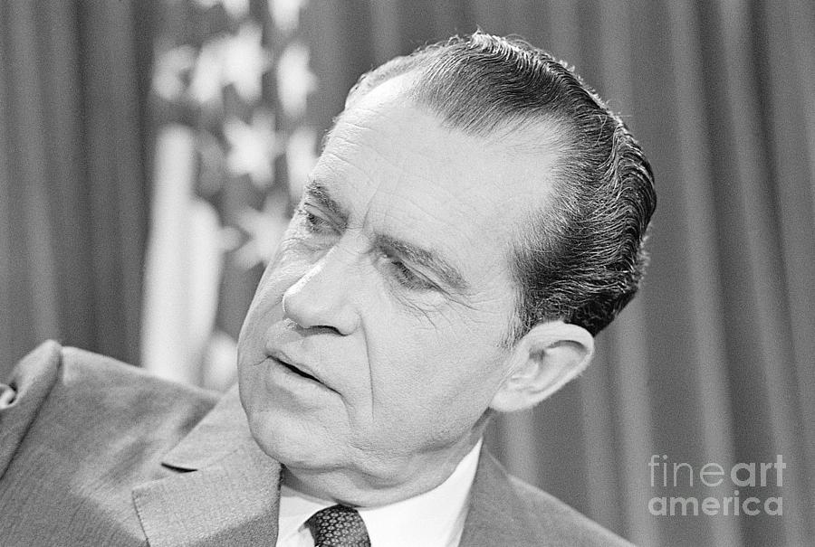 President Richard Nixon Speaking Photograph by Bettmann