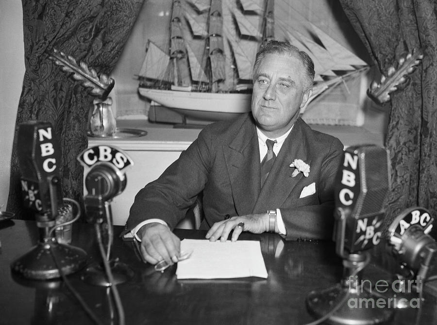 President Roosevelt Delivering Radio Photograph by Bettmann