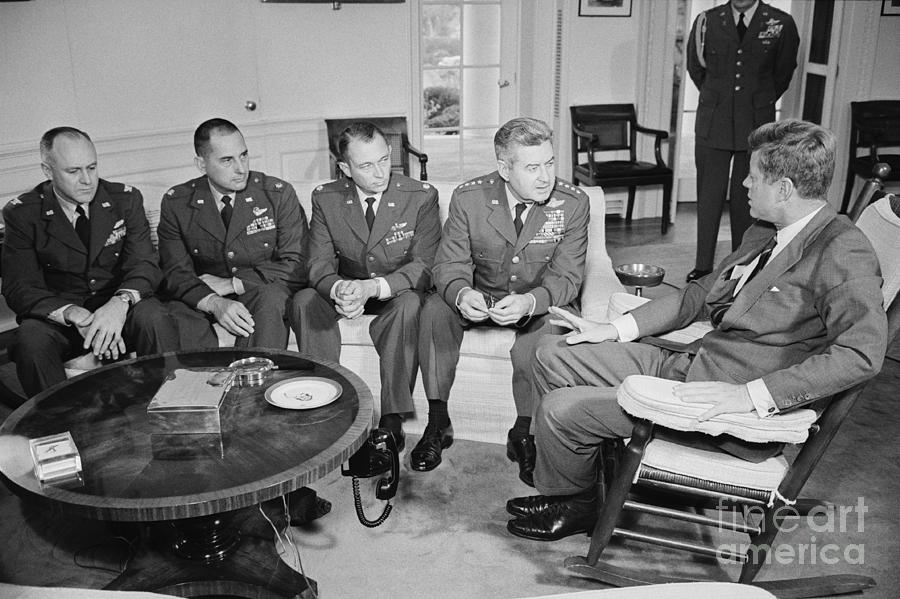 President Talking With Pilots Photograph by Bettmann