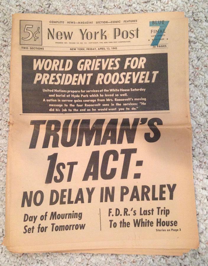 New York Post Photograph - President Truman by Marty Klar