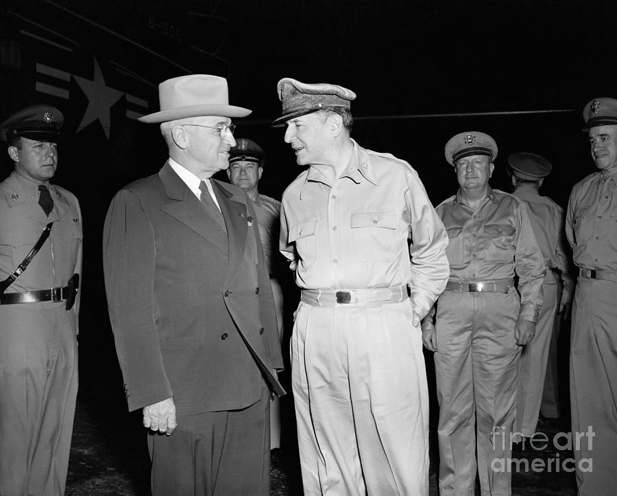 President Truman With Douglas Macarthur by Bettmann