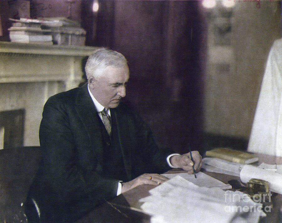 President Warren G. Harding At Desk Photograph by Bettmann