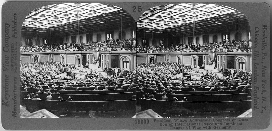 President Wilson Addressing Congress On Photograph by The New York Historical Society