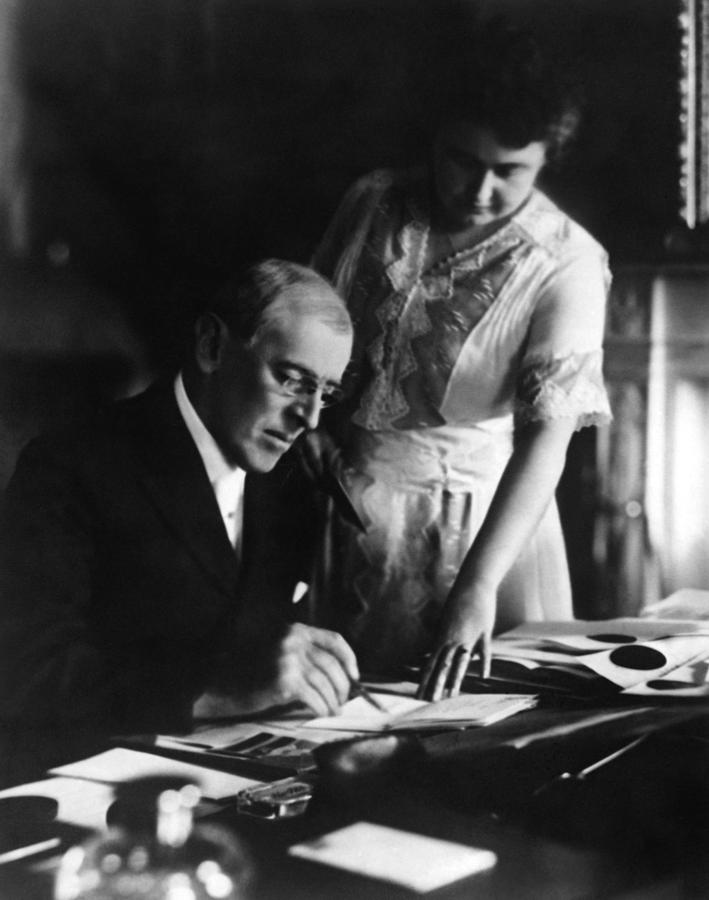 Woodrow Wilson Photograph - President Wilson and First Lady Edith - 1920 by War Is Hell Store