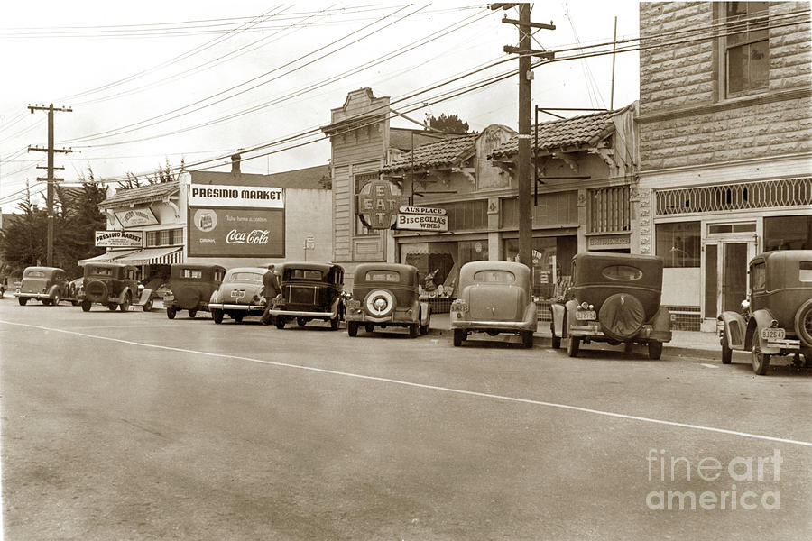 Al's Place Photograph - Presidio Market and Als Place on Lighthouse Avenue 1940 by Monterey County Historical Society