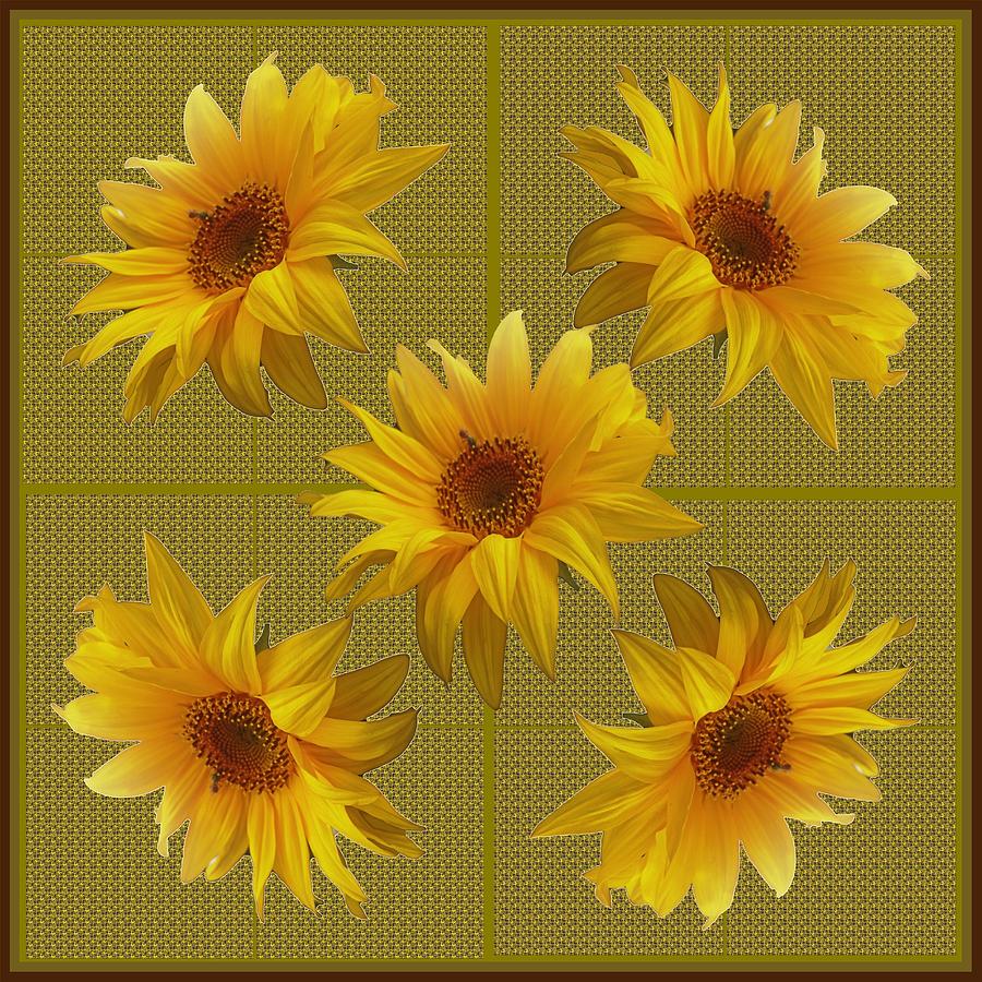 Pretty Autumn Yellow Sunflower Mixed Media by Delynn Addams