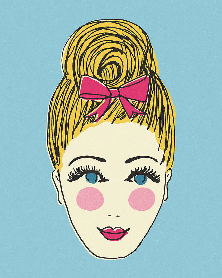 Vintage Drawing - Pretty Blond Girl by CSA Images