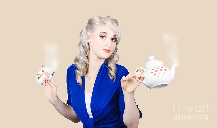Kettle Photograph - Pretty Blonde Girl Holding A Kettle And A Cup by Jorgo Photography - Wall Art Gallery Kettle Photograph - Pretty Blonde Girl Holding A Kettle And A Cup by Jorgo Photography - Wall Art Gallery