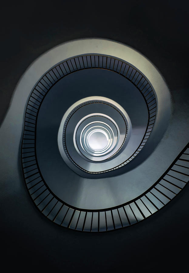 Pretty blue spiral staircase #1 Photograph by Jaroslaw Blaminsky