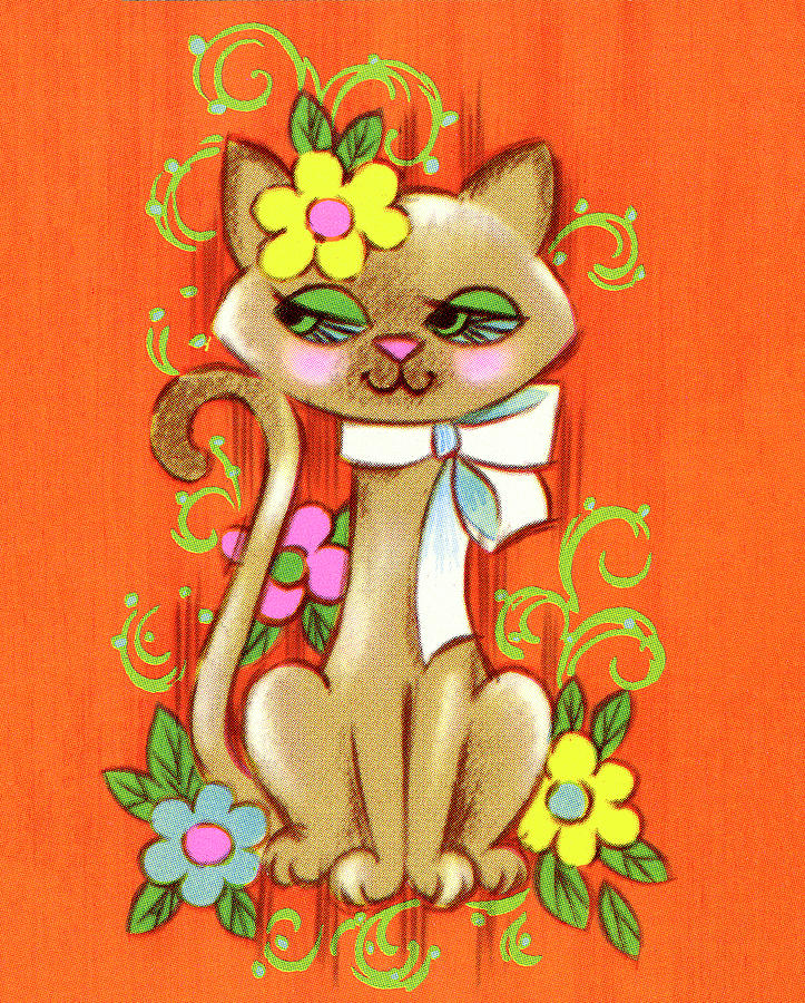 Vintage Drawing - Pretty Cat by CSA Images