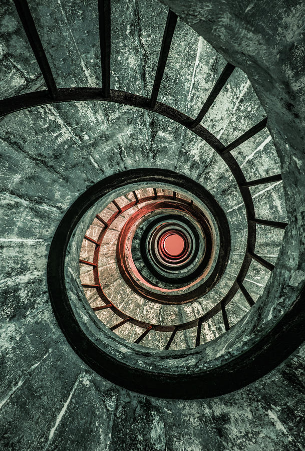 Pretty green spiral staircase Photograph by Jaroslaw Blaminsky