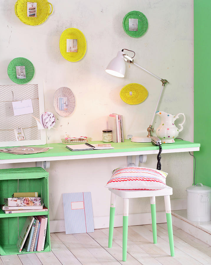 Pretty Home Study In Fresh Green With Creative Decorations Photograph by Flowers & Green