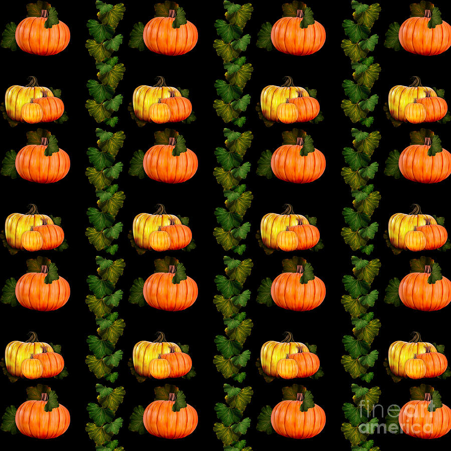 Pretty Painted Pumpkins Pumpkin Leaves Digital Art by Diane K Smith