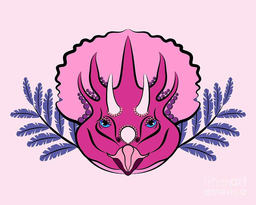 Pretty Pink Triceratops Digital Art by MM Anderson