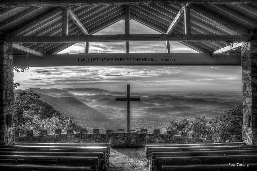 Nature Photograph - Pretty Place Chapel 2 B W The Son Has Risen Blue Ridge Mountain Art by Reid Callaway