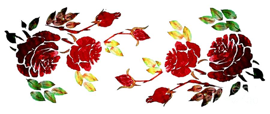 Pretty Red Rose Watercolor Transparent Background YOU CHOOSE THE COLOR for Cups Painting by Delynn Addams