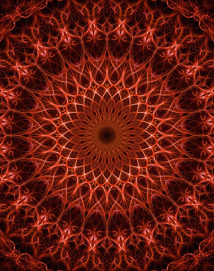 Abstract Digital Art - Pretty rich red mandala by Jaroslaw Blaminsky