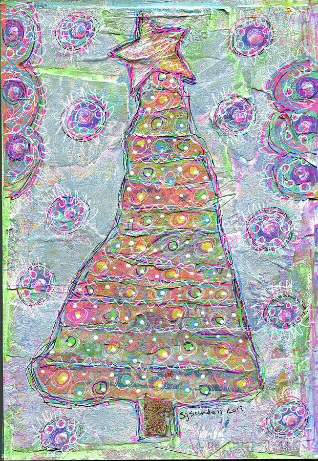 Holiday Painting - Pretty Tree by Funked Up Art