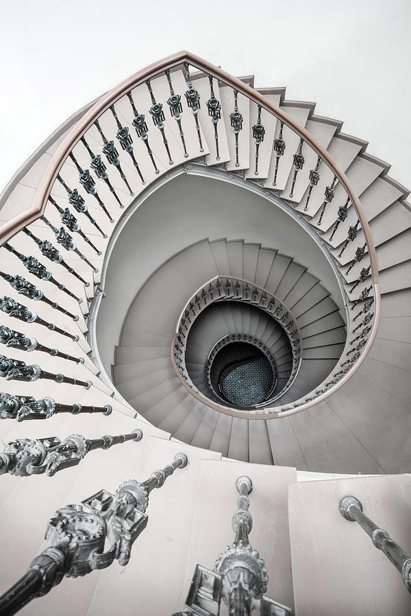 Pretty white spiral staircase Photograph by Jaroslaw Blaminsky