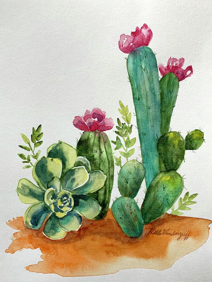 Prickly Cactus Painting by Hilda Vandergriff