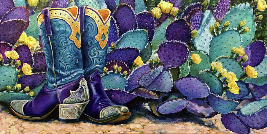 Boot Painting - Prickly Pair 2 by Robert and Jill Pankey