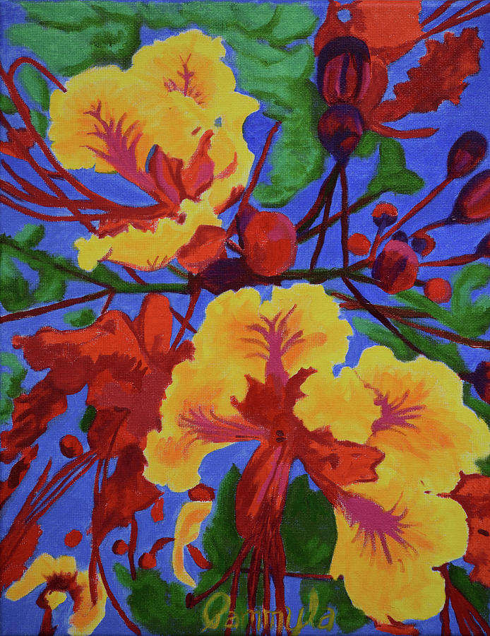 Pride Of Barbados At Night Painting By Pammyla Brooks