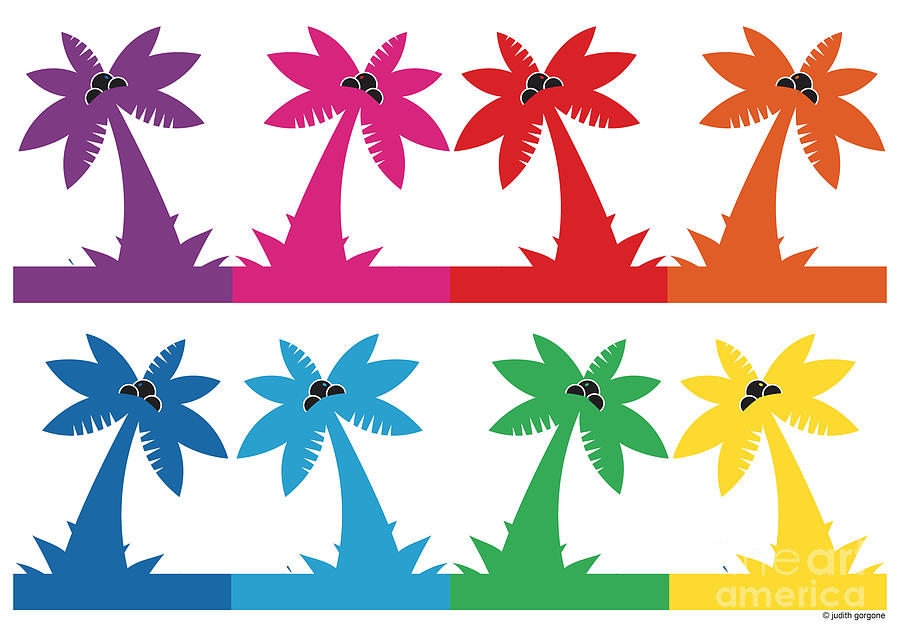 Summer Drawing - Primary Palms by Judith Gorgone Designs