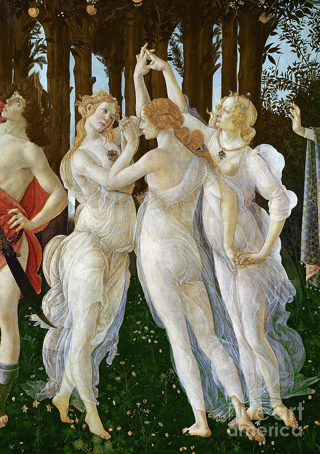 Primavera, Tempera On Panel, Detail Painting by Sandro Botticelli