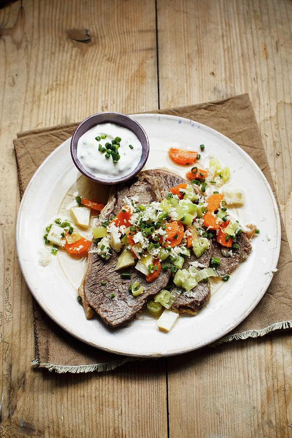 Prime Boiled Beef With Vegetables And Chive Sour Cream Photograph by Sporrer/skowronek