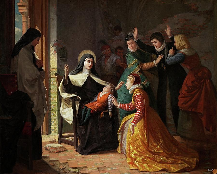Primer Milagro De Santa Teresa De Jess. Resurreccin De Su Painting by Luis De Madrazo Y Kuntz Primer Milagro De Santa Teresa De Jess. Resurreccin De Su Painting by Luis De Madrazo Y Kuntz