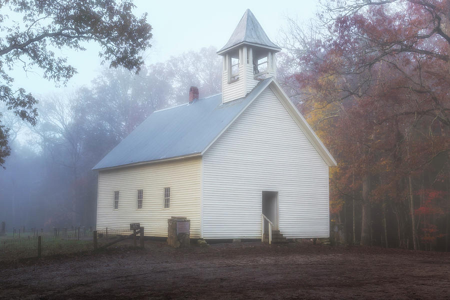 Church Photograph - Primitive Baptist Church Fog by Galloimages Online