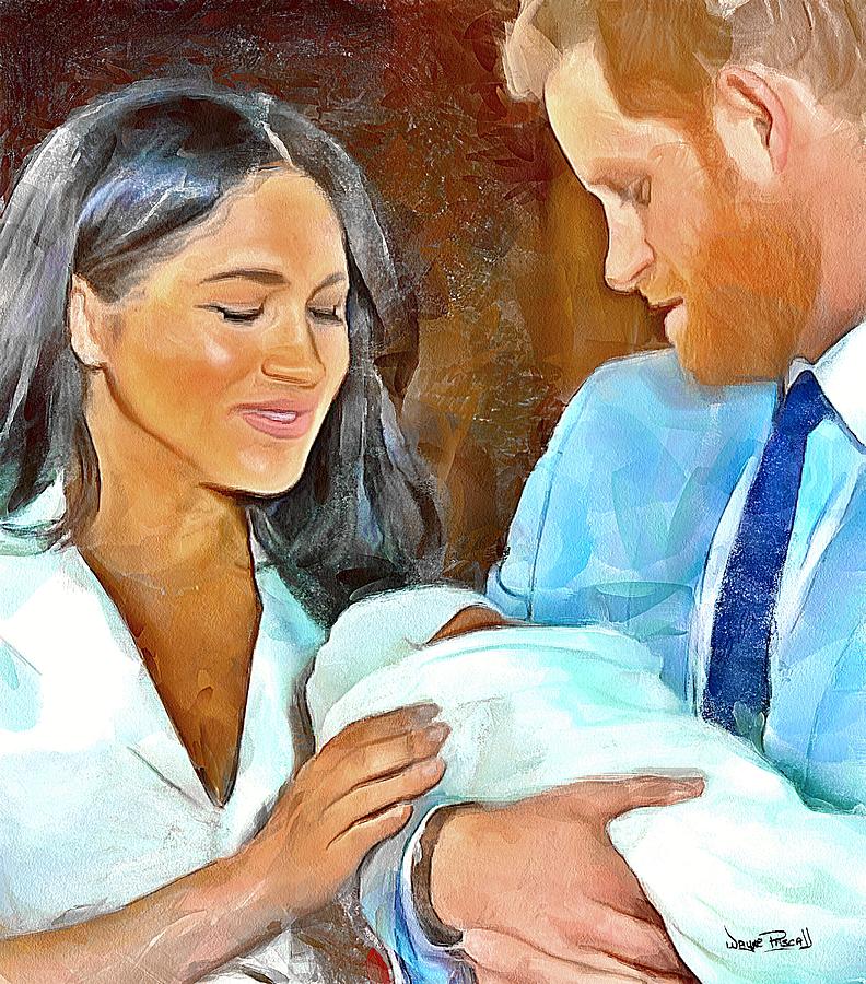 Prince Harry, Princess Meghan and Baby by Wayne Pascall Prince Harry, Princess Meghan and Baby by Wayne Pascall