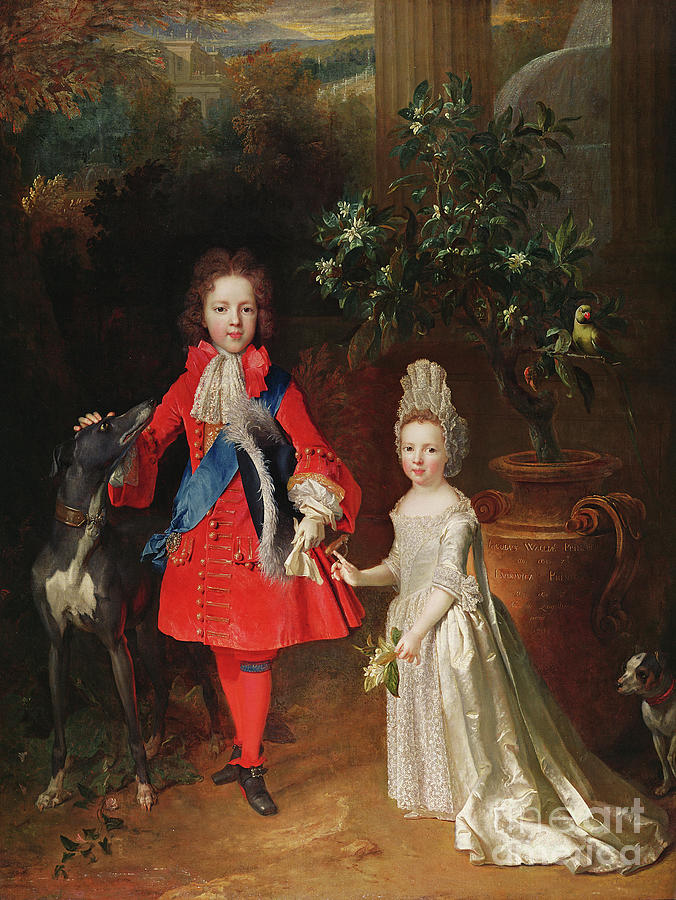 Prince James Francis Edward Stuart And Princess Maria Theresa Stuart, 1695 Painting by Nicolas De Largilliere