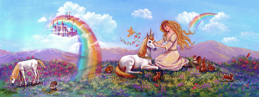 Animal Digital Art - Princess And Unicorn Border by Judy Mastrangelo
