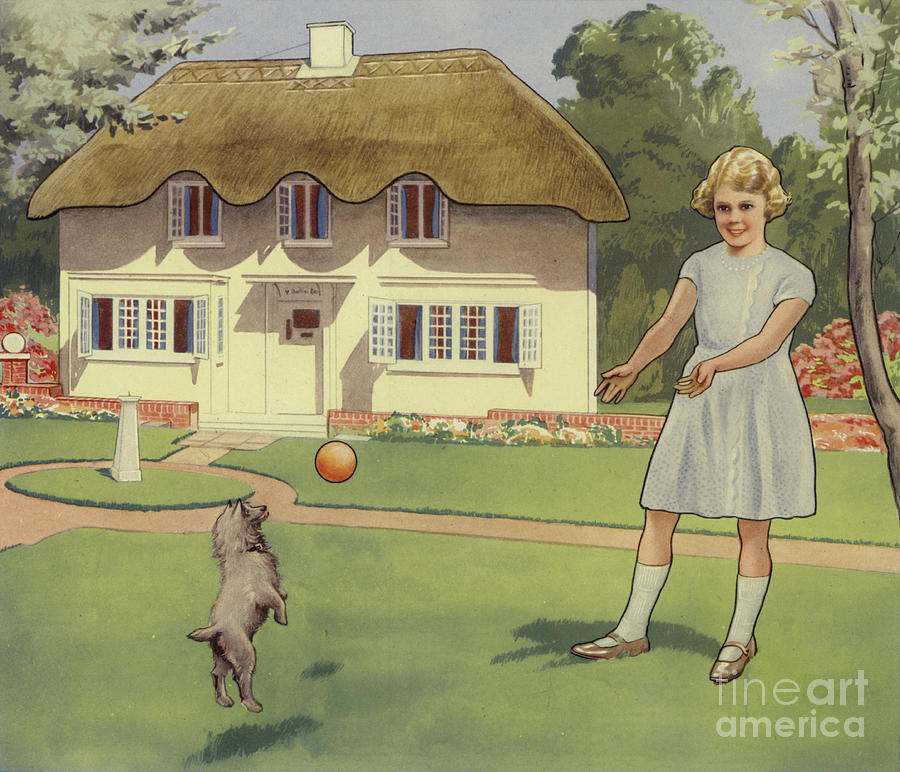 Princess Elizabeth Playing Outside Her Dolls House Drawing by