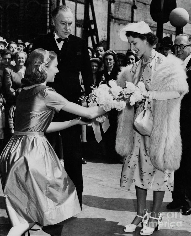 Princess Elizabeth Receiving A Bouquet Photograph by Bettmann