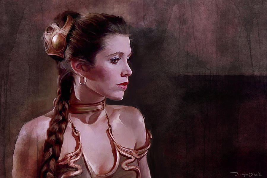 Star Wars Painting - Princess Leia Jabba The Hut Slave - Star Wars by Joseph Oland