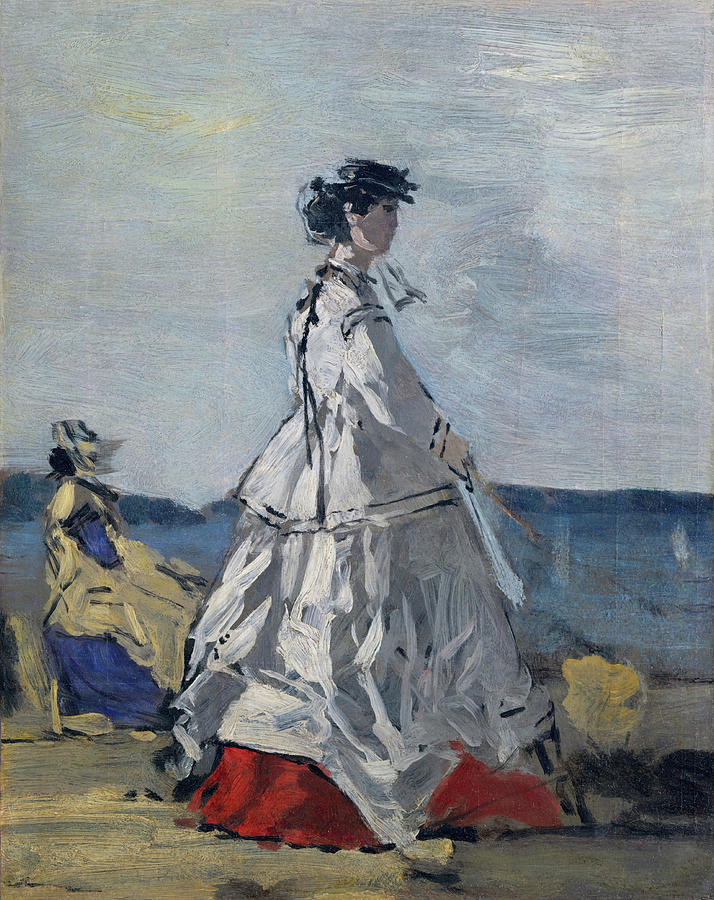 Princess Pauline Metternich -1836-1921- on the Beach. Painting by Eugene Boudin
