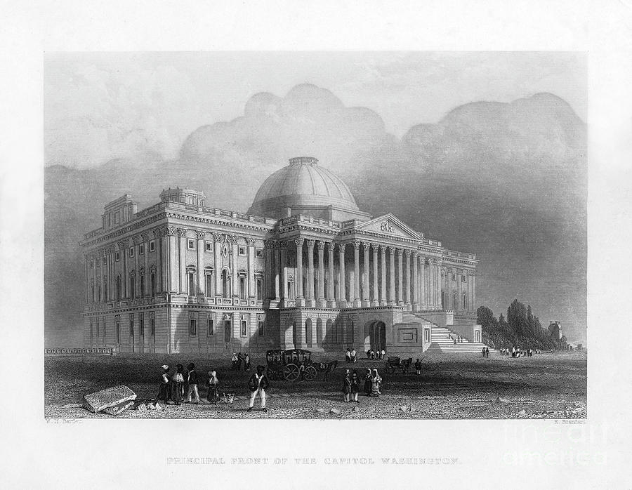 Principal Front Of The Capitol Drawing by Print Collector