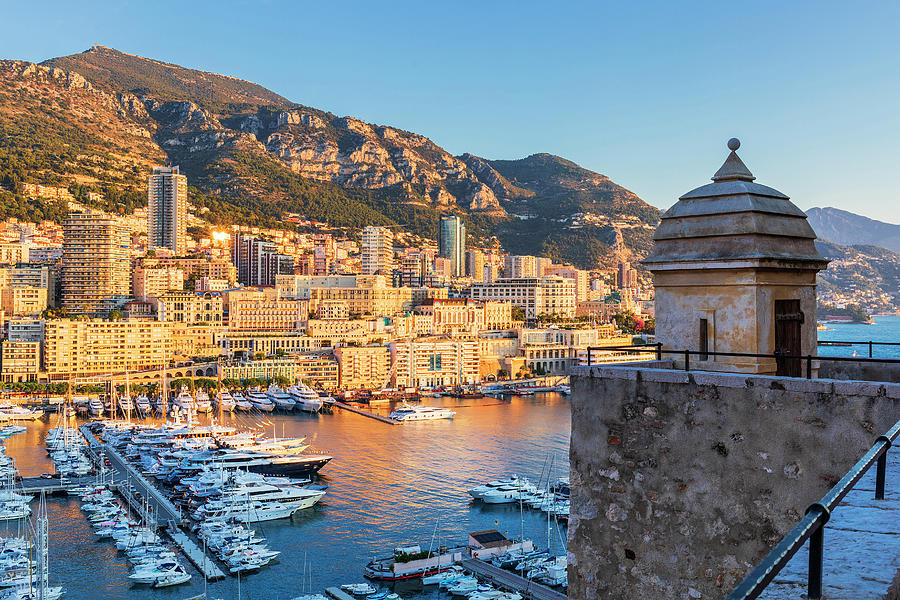 Principality Of Monaco, Monaco, Monte Carlo, Mediterranean Sea, Cote Dazur, French Riviera, View Of The Harbor Digital Art by Luigi Vaccarella