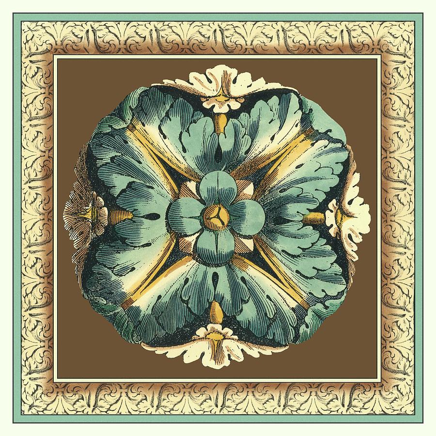 Rose Painting - Printed Chocolate & Blue Rosette I by Vision Studio