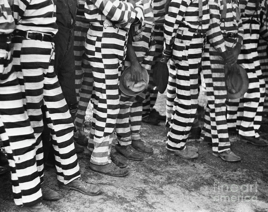 Prisoners In Striped Uniforms Photograph by Bettmann