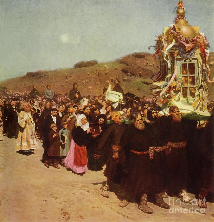 Procession In The Kursk Gubernia Drawing by Print Collector