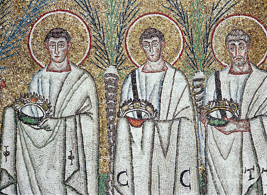 Byzantine Photograph - Procession Of The Martyrs, Mosaic, Detail by Byzantine School