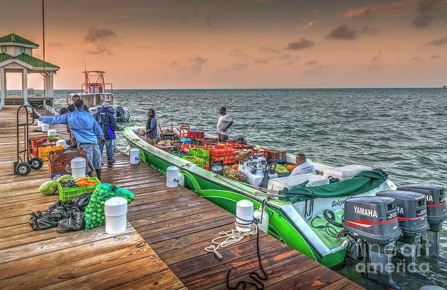 Produce Boat Delivery San Pedro Belize C.a. Photograph
