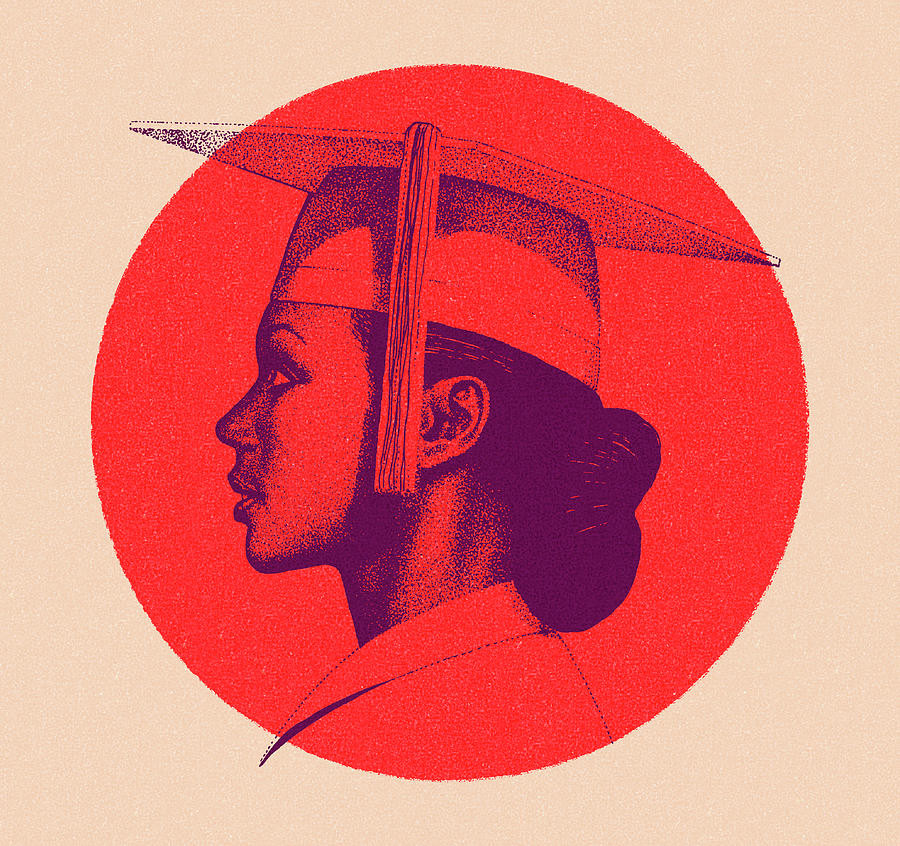 Vintage Drawing - Profile of a Graduate by CSA Images